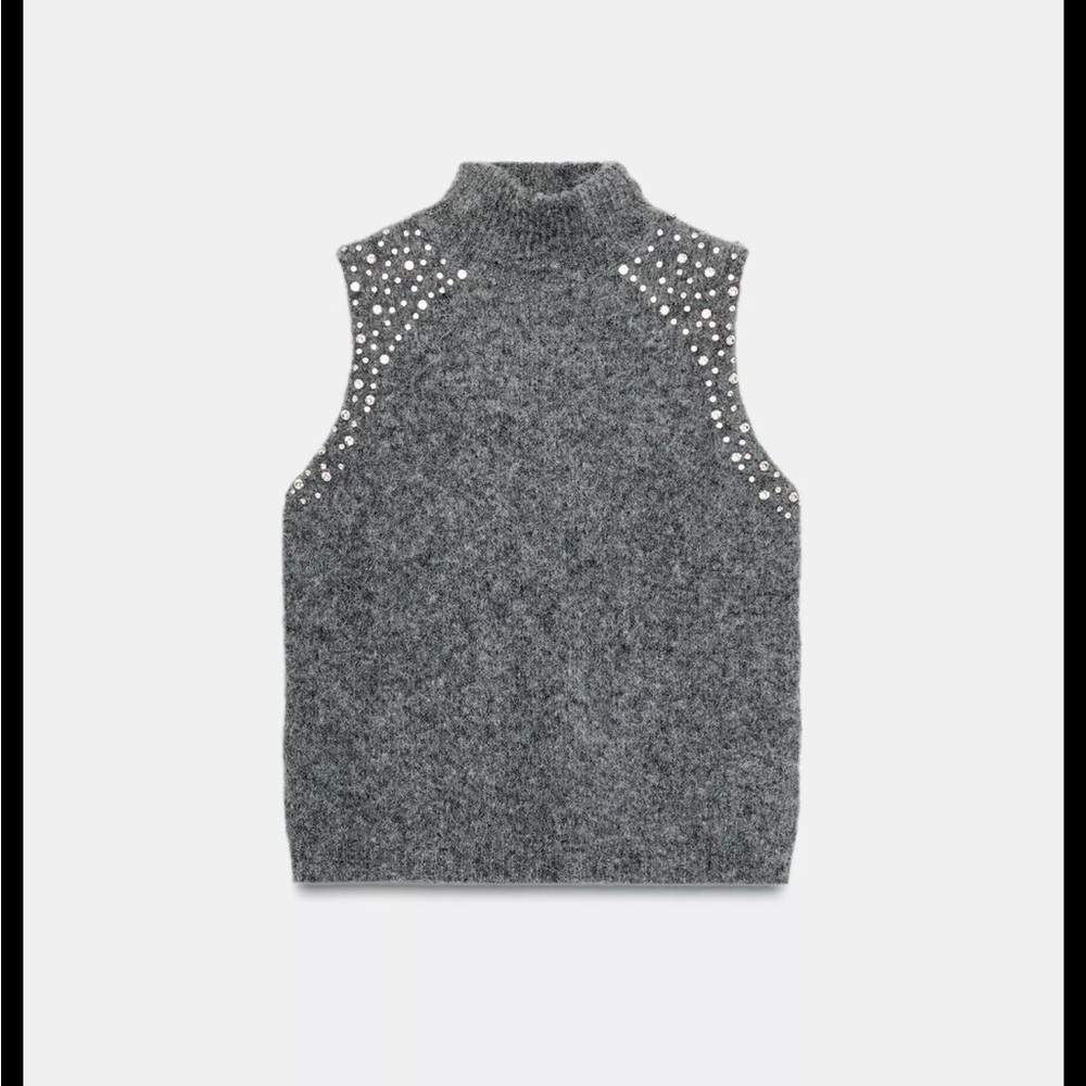 Zara Wool Blend Top with Jewel Beads